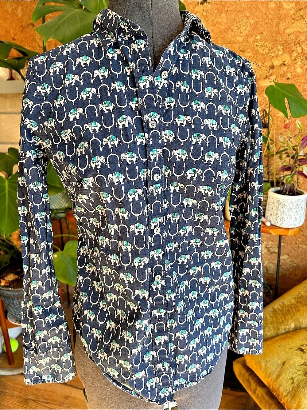 J.Crew The Perfect Shirt in Elephant Horseshoe Print Elephant Horseshoe Print